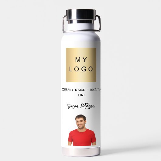 ロゴ名の署名の写真 ウォーターボトル (背面)