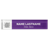 ロゴ名の追加モダンタイトルシンプルPurple Business デスクネームプレート (正面)