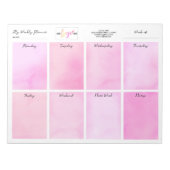 ロゴ名を追加Water color Pink Desk Weeklyプランナー ノートパッド (正面)