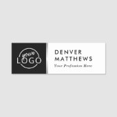 ロゴ名タイトルのクラス白黒グレー縁ど 名札 (正面)