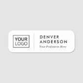 ロゴ名タイトルのライトグレー区切り白 名札 (正面)