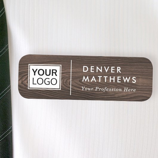 ロゴ名タイトル白仕切りダークブラウン材 名札