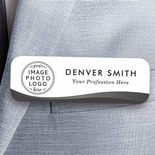 ロゴ名タイトル白黒濃いグラデーション 名札