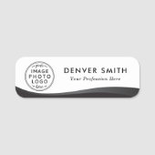 ロゴ名タイトル白黒濃いグラデーション 名札 (正面)