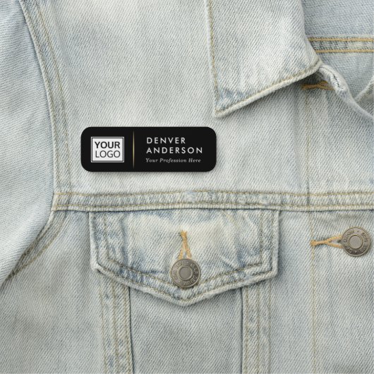 ロゴ名タイトル黄金色のグラデーション区切り記号ブラック 名札 (インサイチュ)