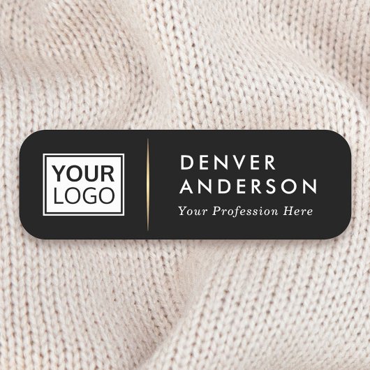 ロゴ名タイトル黄金色のグラデーション区切り記号ブラック 名札