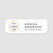 ロゴ名タイトルBLACK divider white name tag 名札 (正面)