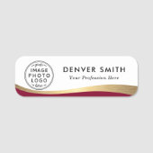 ロゴ名タイトルburgundy golden フェイク gradient 名札 (正面)