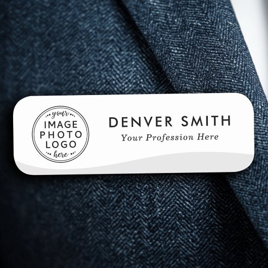 ロゴ名タイトルlight gray wave white モダン 名札