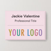 ロゴ名タグバッジ付きピンバックネームボタン 缶バッジ (正面)