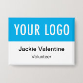 ロゴ名タグ付きボランティアピンバックボタンバッジ 缶バッジ (正面)