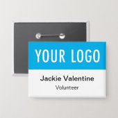 ロゴ名タグ付きボランティアピンバックボタンバッジ 缶バッジ (正面/裏面)