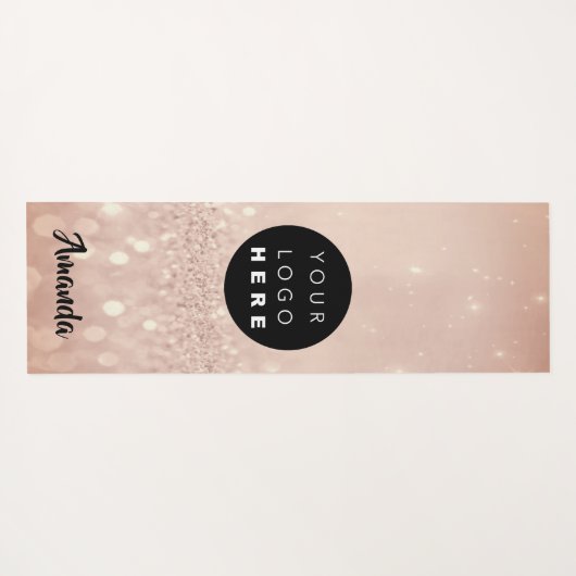 ロゴ名バラ赤面グリッターガーリーギフトアイディア ヨガマット (裏面(横))