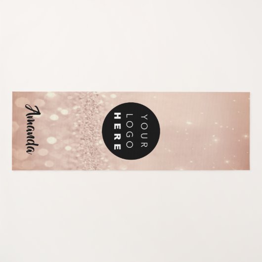 ロゴ名バラ赤面グリッターガーリーギフトアイディア ヨガマット (正面(横))