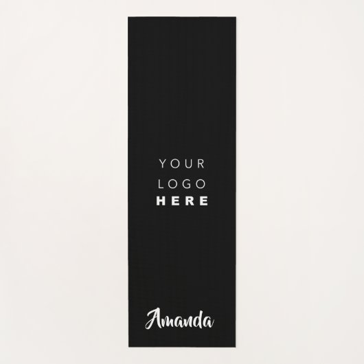 ロゴ名会社の白黒プロモーションの簡単 ヨガマット (正面)