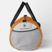 ロゴ名 - アースティタイルパターン オレンジ & グレー ダッフルバッグ (右)