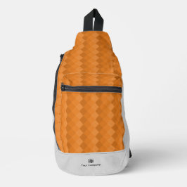 ロゴ名 – タイル自然パターンオレンジとグレー スリングバッグ