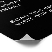 ロゴ営業時間QRコードブラック ポスター (角)