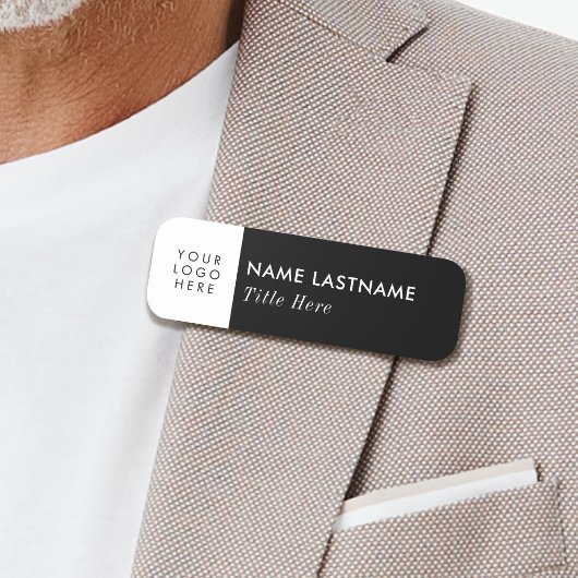 ロゴ基本ブラックビジネスタイトルピン磁性 名札