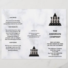 ロゴ大理石のシンプルメニュー価格表パンフレット