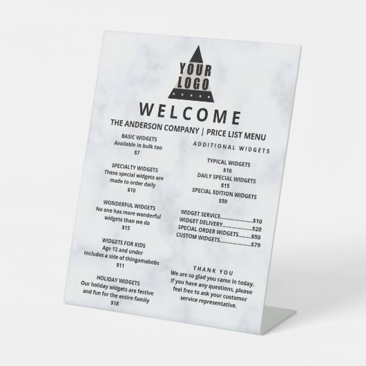 ロゴ大理石の販売促進価格表2列（大） 台座サイン (正面)