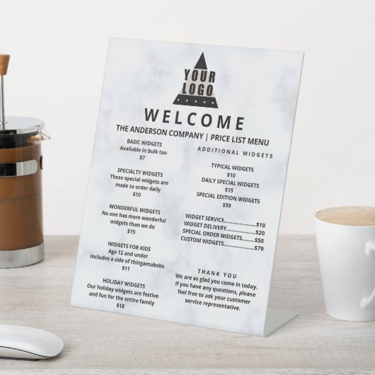 ロゴ大理石の販売促進価格表2列（大） 台座サイン (インサイチュ)