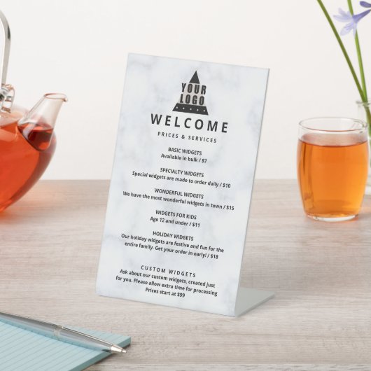 ロゴ大理石販促価格表1列小 台座サイン (インサイチュ)