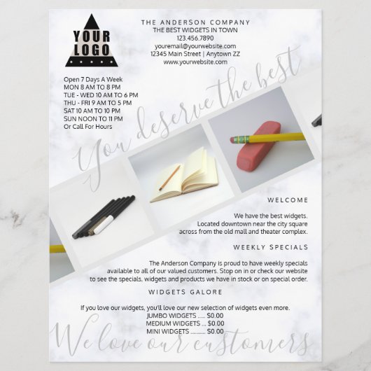 ロゴ大理石非対称3フォトコラージュ チラシ (正面)