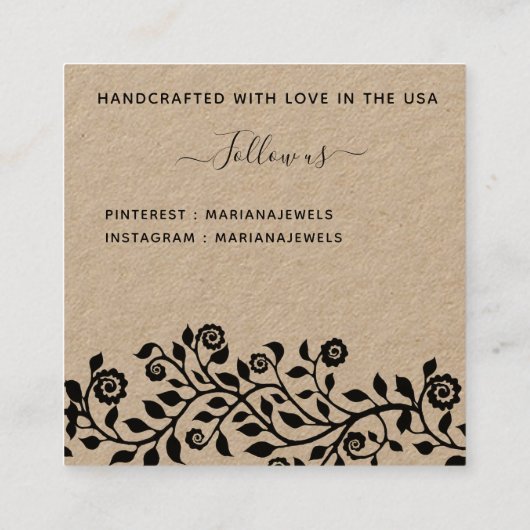 ロゴ大素朴ブライダルイヤリング表示カード スクエア名刺 (裏面)