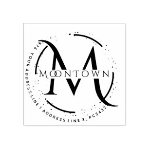 ロゴ差出人住所エレガントモノグラム ラバースタンプ