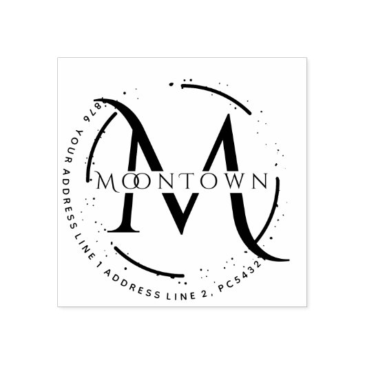 ロゴ差出人住所エレガントモノグラム ラバースタンプ (インプリント)