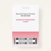 ロゴ従業員の写真名バーコードグラデーション赤ID バッジ (裏面)