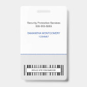 ロゴ従業員の写真名バーコード青グレーID バッジ (Back)