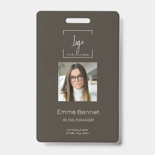 ロゴ従業員の写真ID会社 バッジ (Front)