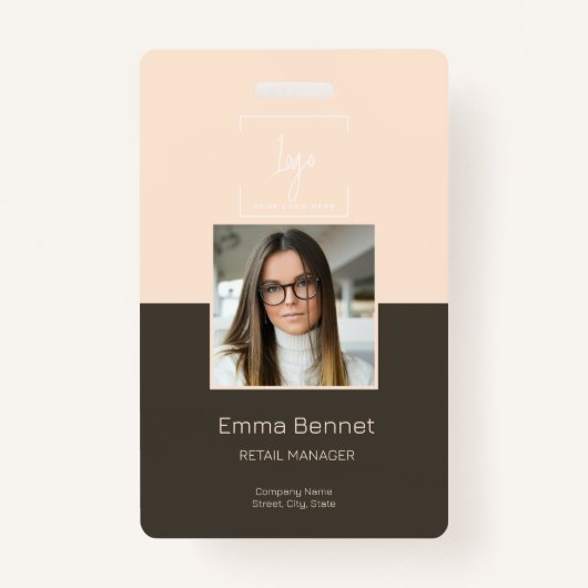 ロゴ従業員の写真ID会社 バッジ (正面)