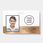 ロゴ従業員の写真ID金ゴールド バッジ (正面)