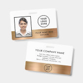 ロゴ従業員の写真ID金ゴールド バッジ (正面&裏面)