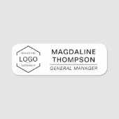 ロゴ従業員の役職タイトル白黒 名札 (正面)