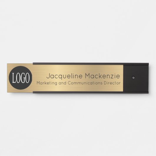 ロゴ従業員ロングタイトルオフィスドアシンボルや象徴 サインプレート (正面)