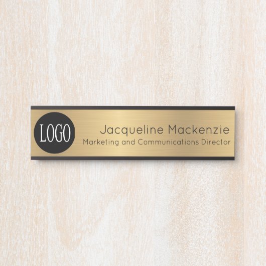 ロゴ従業員ロングタイトルオフィスドアシンボルや象徴 サインプレート (正面)