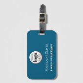 ロゴ従業員Human Resources Blue Whiteシンプル ラゲッジタグ (正面縦)