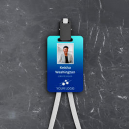 ロゴ従業員IDを追加する青グラデーション バッジ