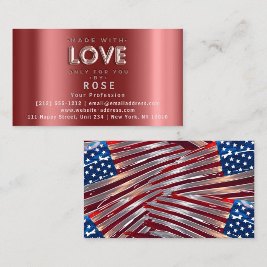 ロゴ感謝していバラアメリカ国旗の不機嫌3 With Love 予約カード (正面/裏面)