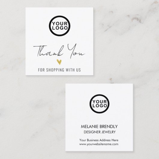 ロゴ感謝モダンハートスクエア名刺 スクエア名刺 (正面/裏面)