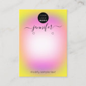 ロゴ手作りジュエリーカードイエローピンク 名刺 (正面)