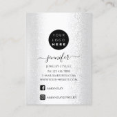ロゴ手作りジュエリーカードシルバーグレー 名刺 (裏面)