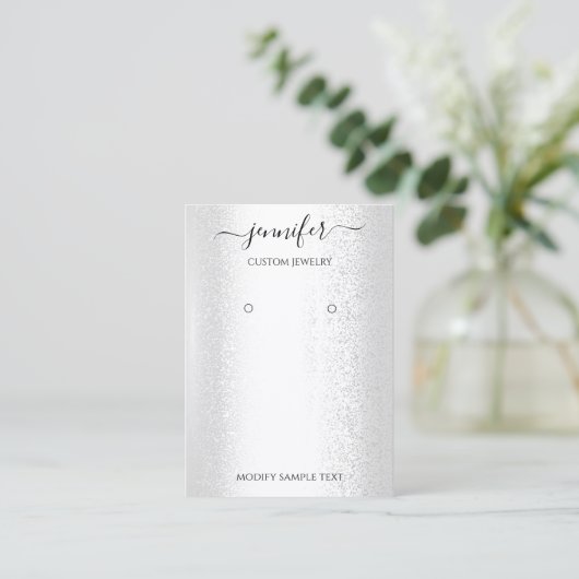 ロゴ手作りジュエリーカードシルバーグレー 名刺 (スタンド正面)
