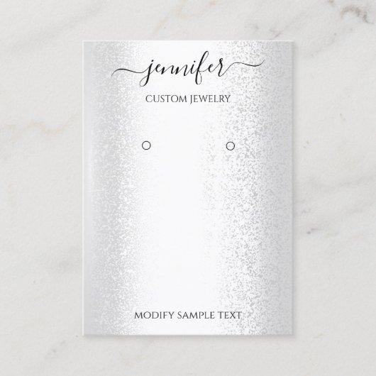 ロゴ手作りジュエリーカードシルバーグレー 名刺 (正面)