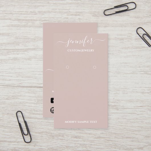 ロゴ手作りジュエリーカードスモーキーバラ 名刺 (正面/裏面インサイチュ)
