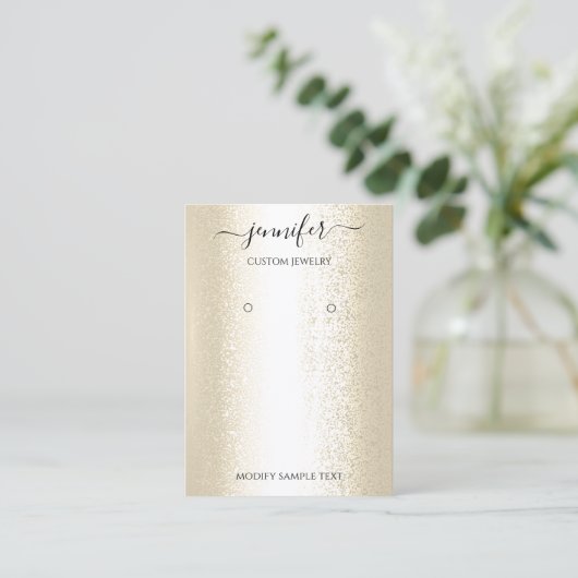 ロゴ手作りジュエリーカードセピア金ゴールド 名刺 (スタンド正面)